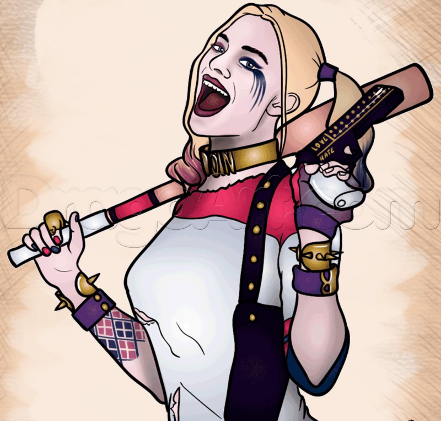 1536x1468 How To Draw Harley Quinn From Suicide Squad, Step By Step, Movies
