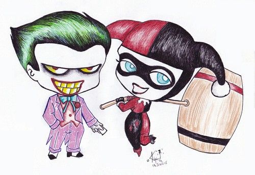 500x343 Joker And Harley Quinn Drawing 3 Drawing, Cartoon And Joker