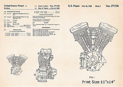 400x285 Harley Davidson Motorcycle Art Evolution Engine Patent Drawing