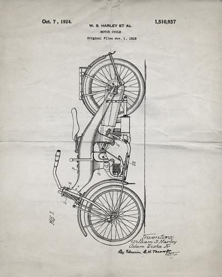 450x563 Harley Motorcycle Patent Print Industrialprints