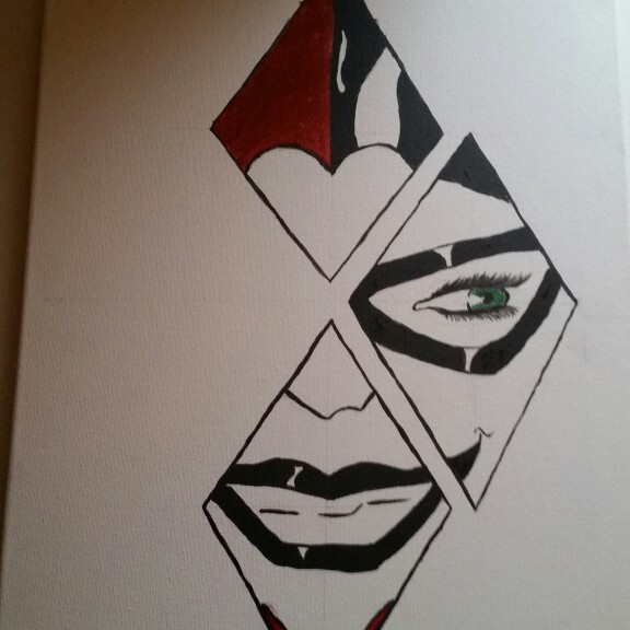 576x576 Harley Quinn Canvas Painting Drawing By Me Harley