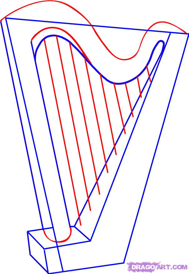 604x874 How To Draw A Harp For Kids Step By Step Harp