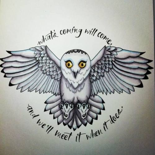 500x500 Harry Potter Hedwig Tattoo What's Coming Will Come And We'Ll