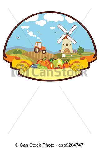 317x470 Label Farm Harvest Mill Tractor. Label With A Rural Life
