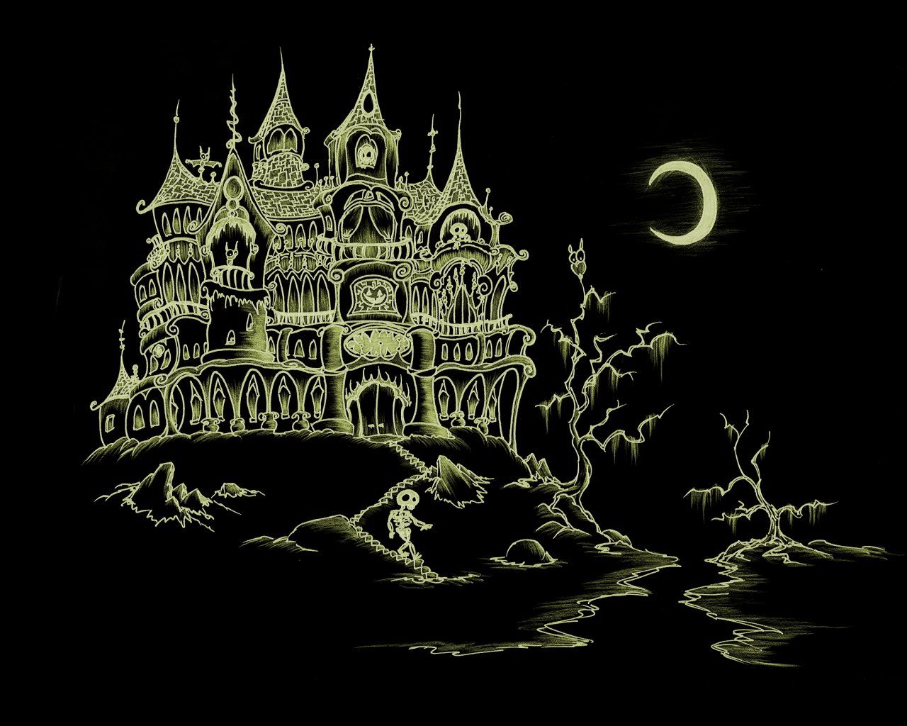 1280x1024 How To Draw A Haunted House