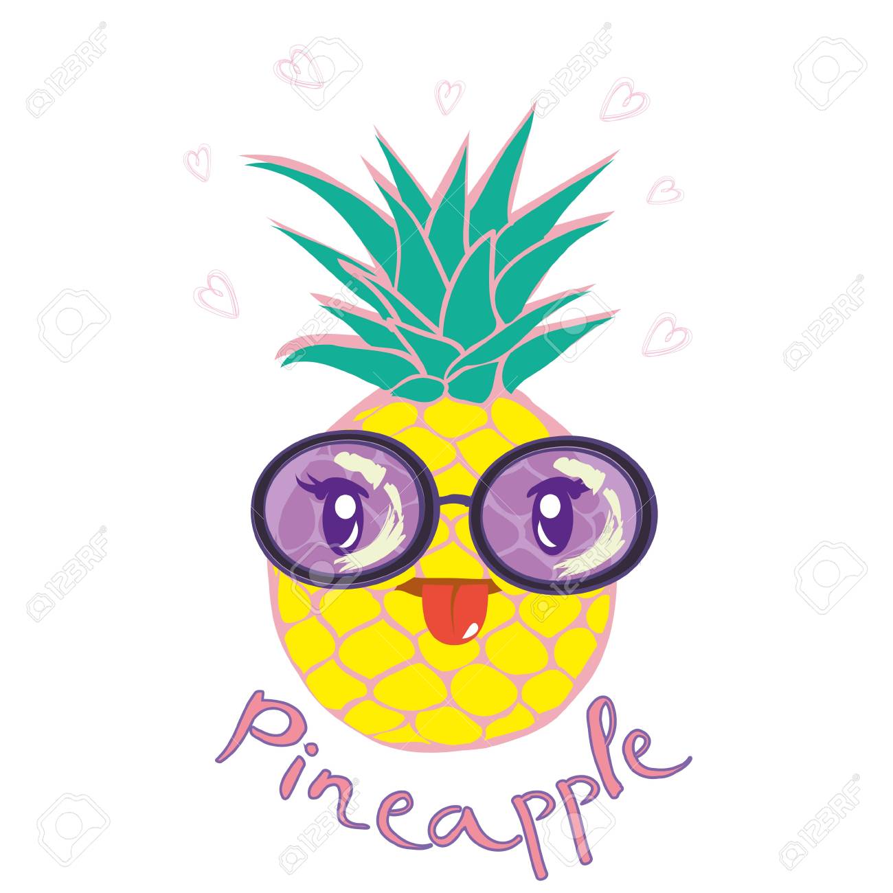 1300x1300 Illustration Nature Pineapple Summer Tropical Vector Drawing Fresh