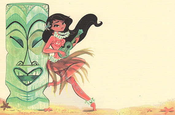 570x376 Luau Invitation Set Of 12, Hawaiian Theme Party, Hula Girl Plays