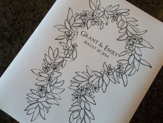 570x428 Small Hawaiian Maile Lei Guest Book 12x16 By Lastingkeepsakes