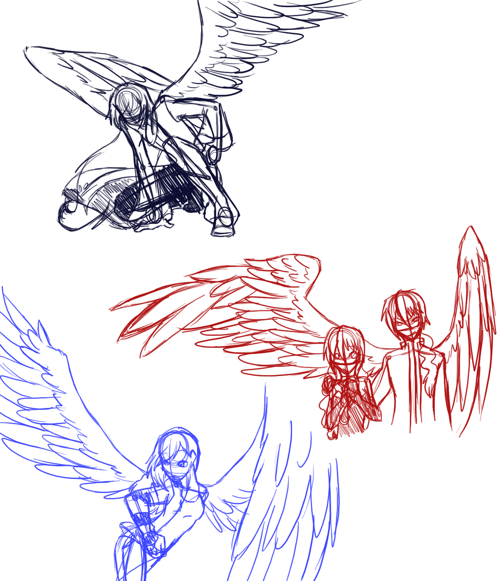 1024x1185 Winged Poses Anime People With Wings Drawings H.a. Sketch Dump