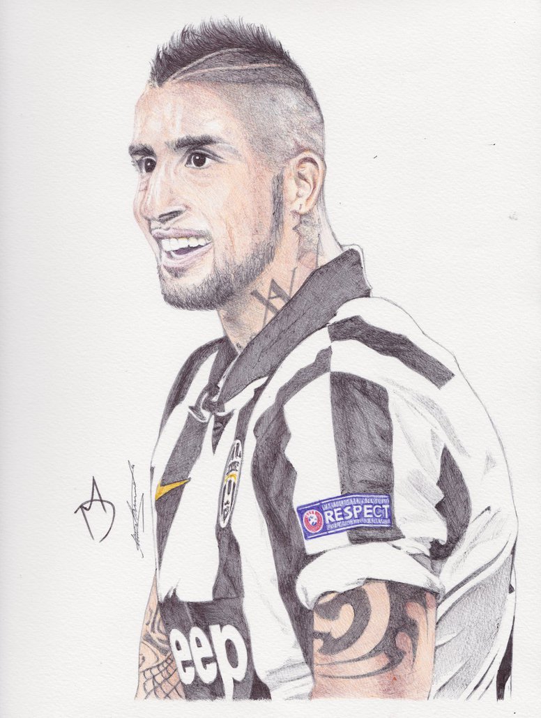 776x1030 Arturo Vidal Ballpoint Pen Drawing By Demoose21