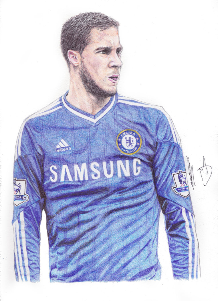 762x1049 Eden Hazard Ballpoint Pen Drawing By Demoose21
