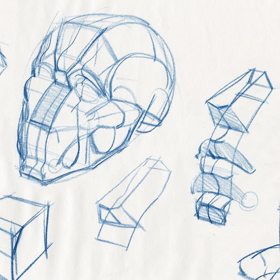 1080x1080 Head Construction Demo In A Students Drawing Pad. From My Head