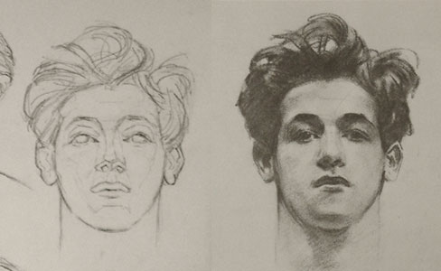 488x300 More Head Drawings Planes And Form In Sargent Portrait Drawings