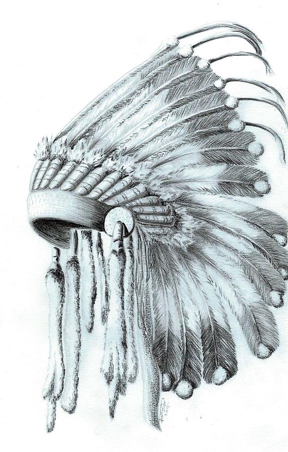574x900 Native American Headdress Drawing By Jennifer Schimmrich