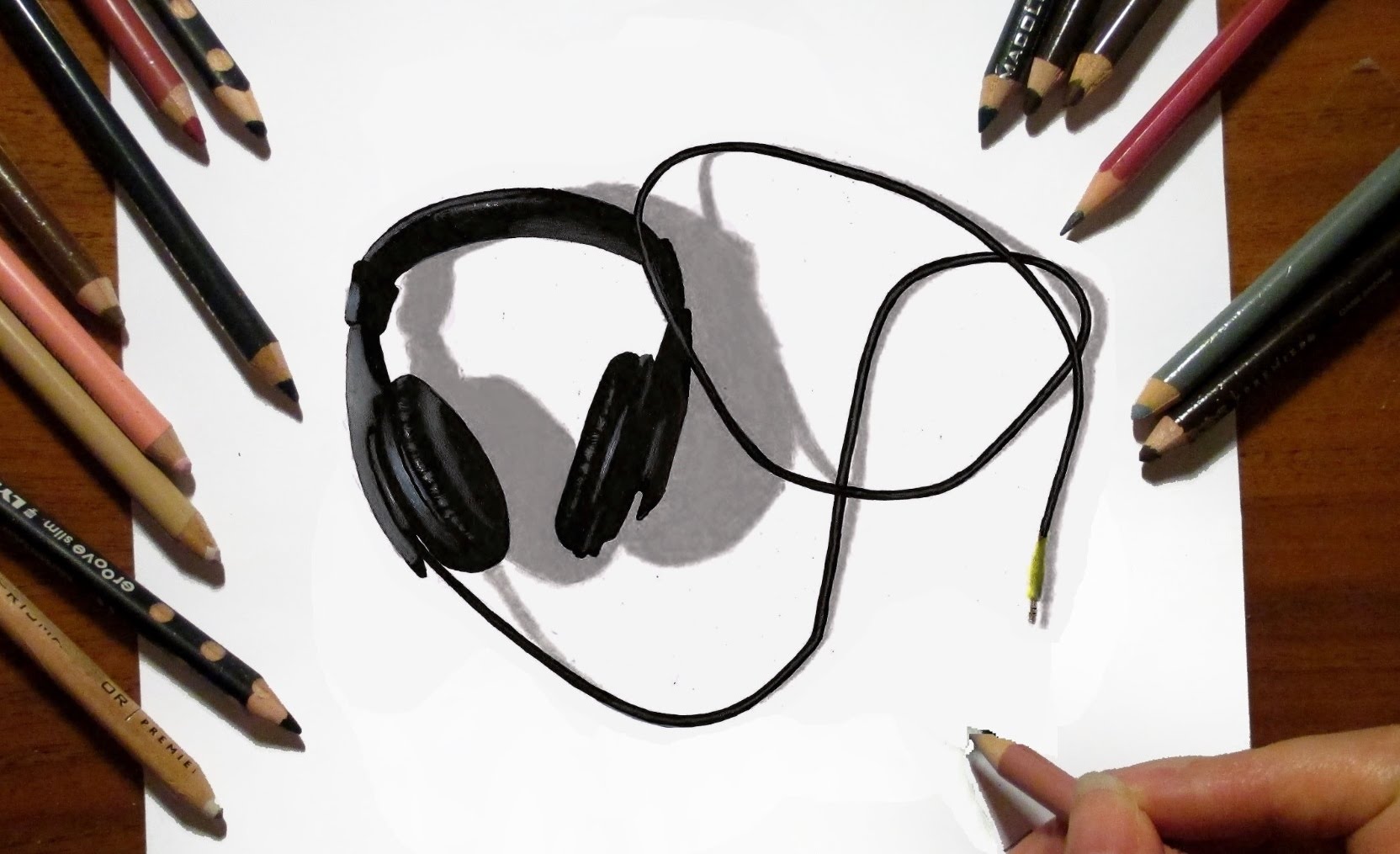 1664x1015 Time Lapse 3d Drawing Headphones