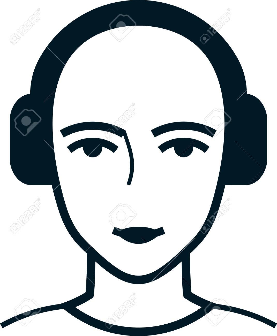1071x1300 Head In Headphones Vector Simple Illustration Drawing Isolated