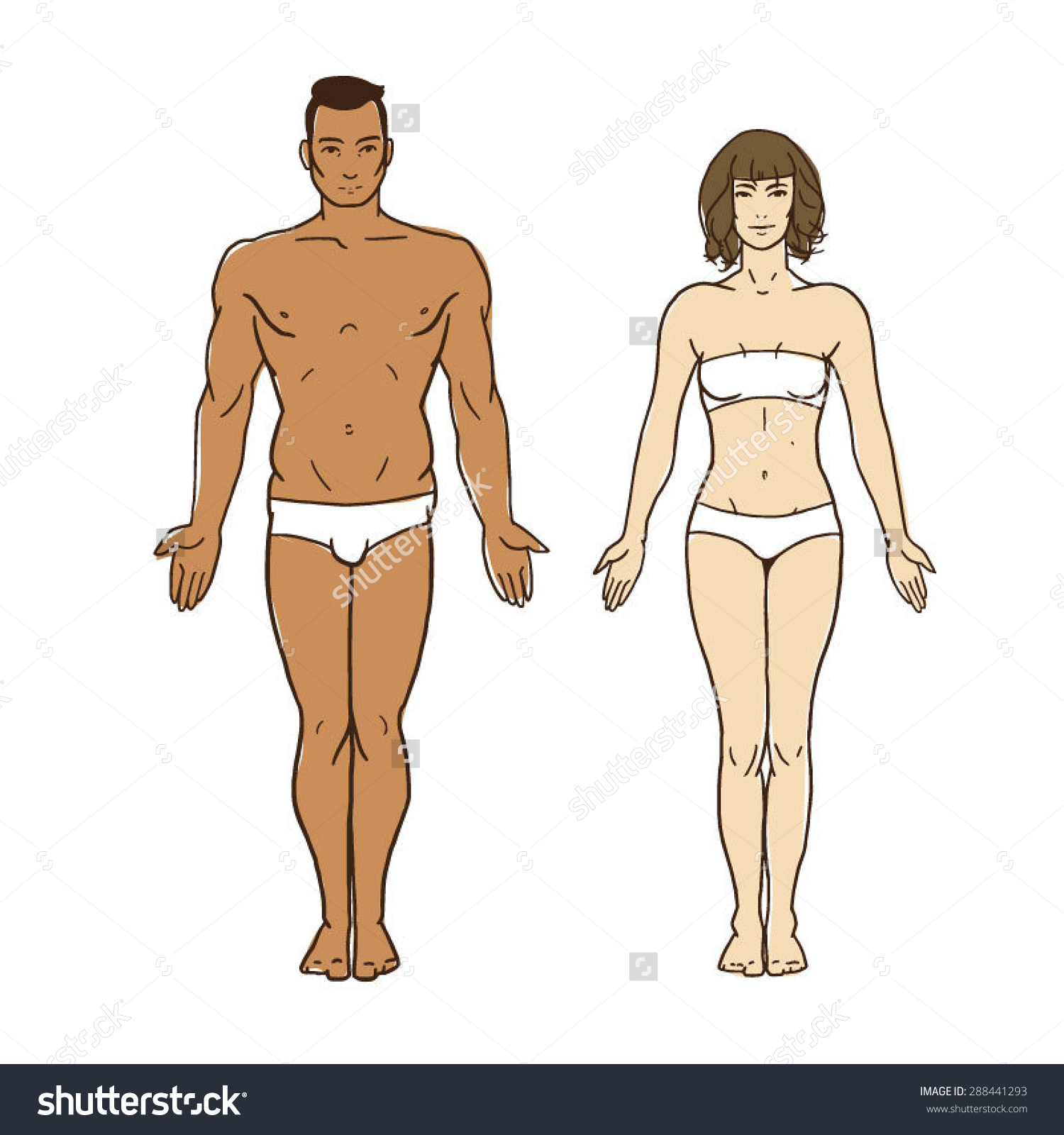 1500x1600 Man And Woman Healthy Body Figures Vector Drawing Human Figures