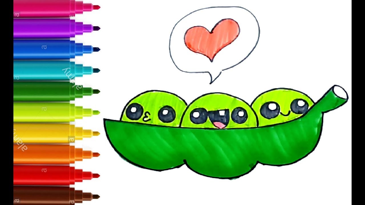 1280x720 How To Draw And Color Cute Beans For Kids Healthy Food