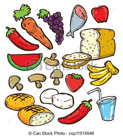 426x470 Set Of Healthy Food In Doodle Style Eps Vector