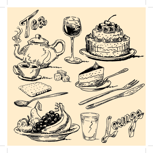 500x500 Drawing Foods Retro Illustrations Vector 01 Free Imagenes Para