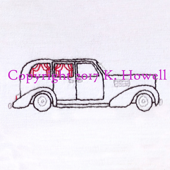 570x570 Hearse Hand Embroidery Pattern, Halloween, Car, Vintage