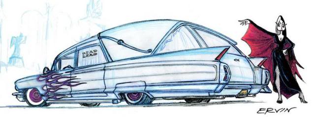 638x238 Old Caddy Hearse Drawing Art