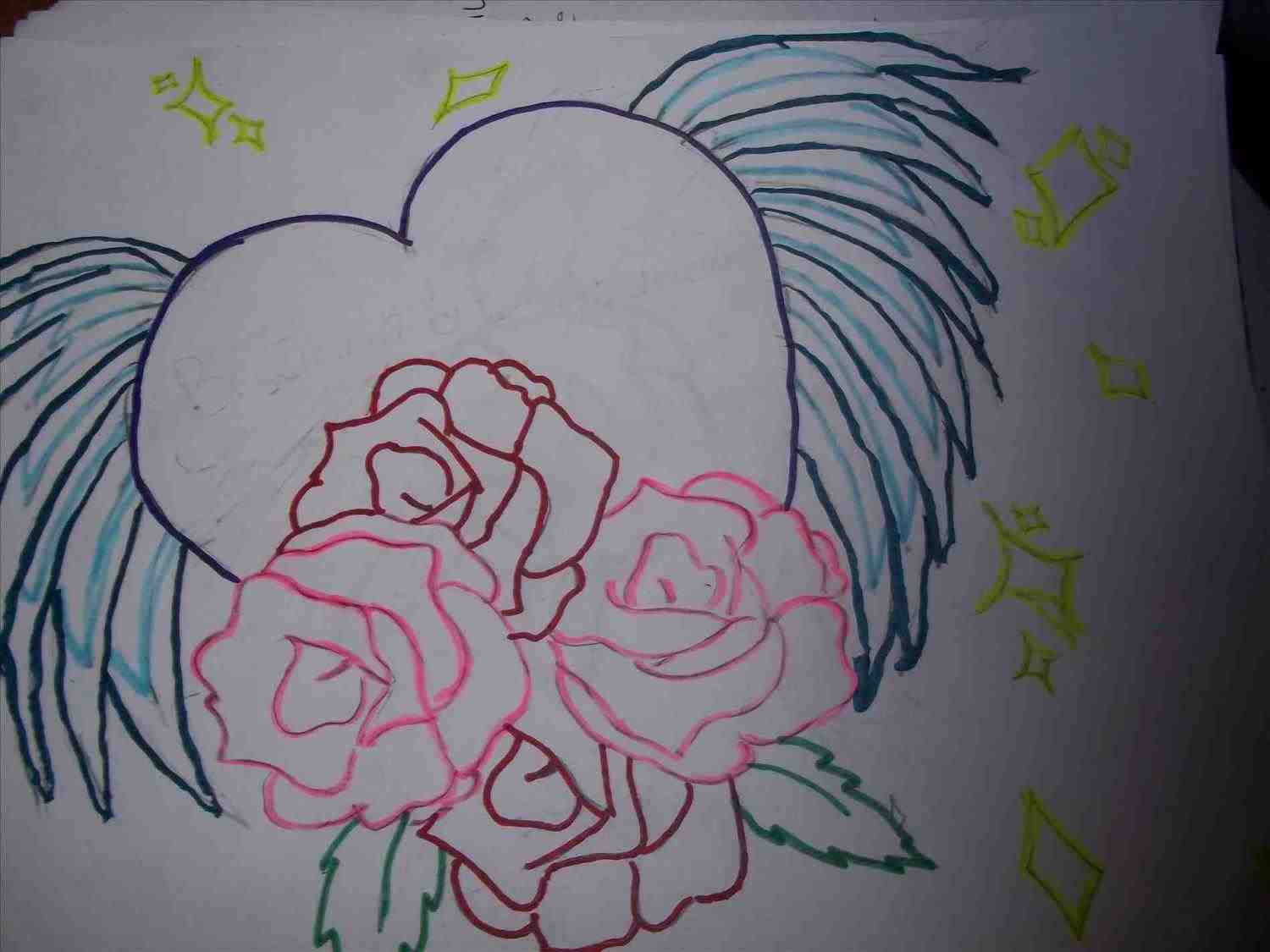 1500x1125 The Images Collection Of Drawings Of Hearts With Roses And Wings