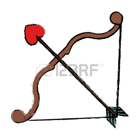 450x450 Drawing Bow And Arrow Heart Love Sign Vector Illustration Royalty