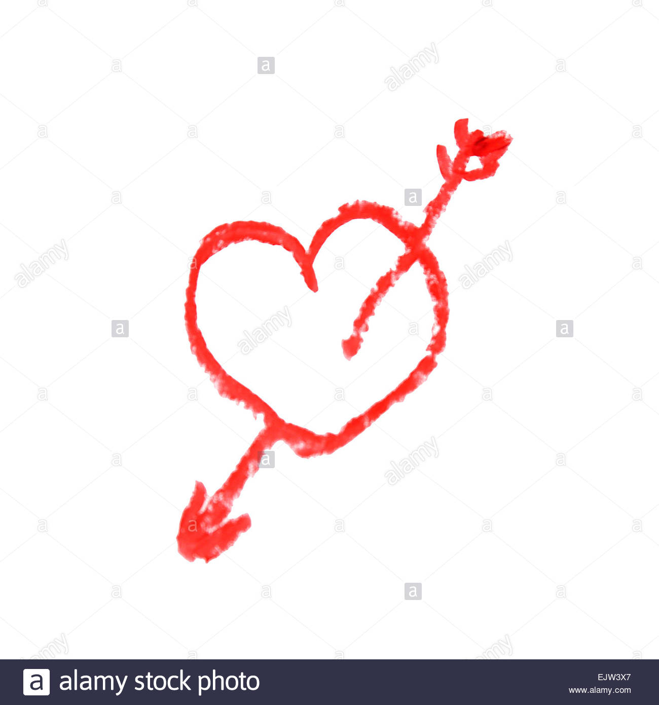 1300x1390 Drawing Heart And Love Arrow On White Background Stock Photo