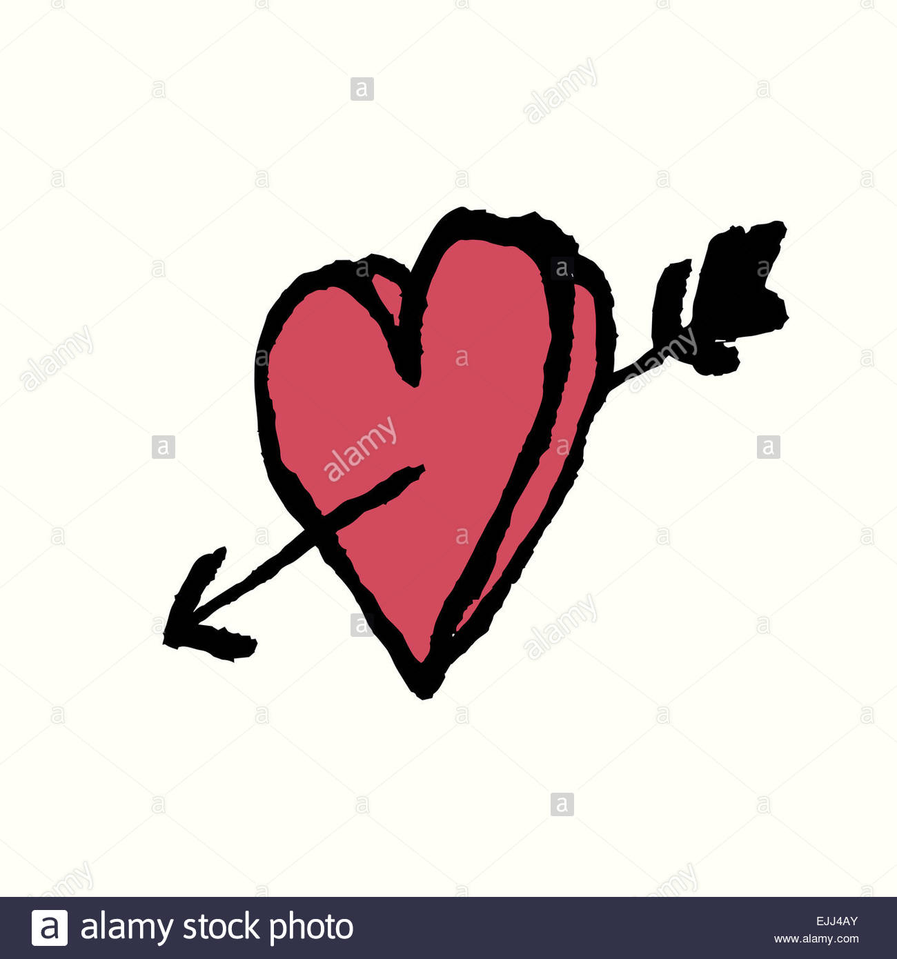 1300x1390 I Love You. Heart And Arrow. Hand Drawn Illustration Stock Photo