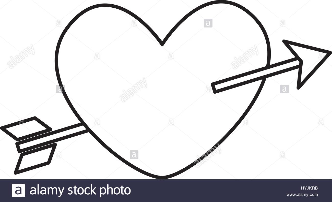 1300x794 Love Card With Heart And Arrow Vector Illustration Design Stock