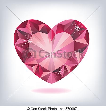 450x470 Ruby Heart Shaped Vector Clip Art