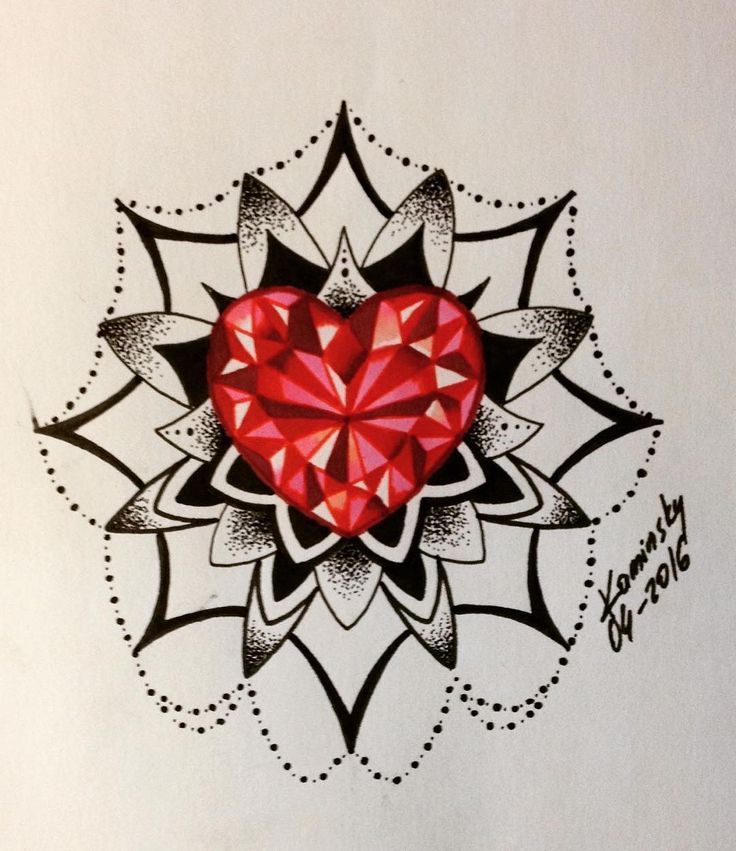 736x851 Mandala Diamond Tattoo Tattoo Diamond Heart Diamond Tattoos Web