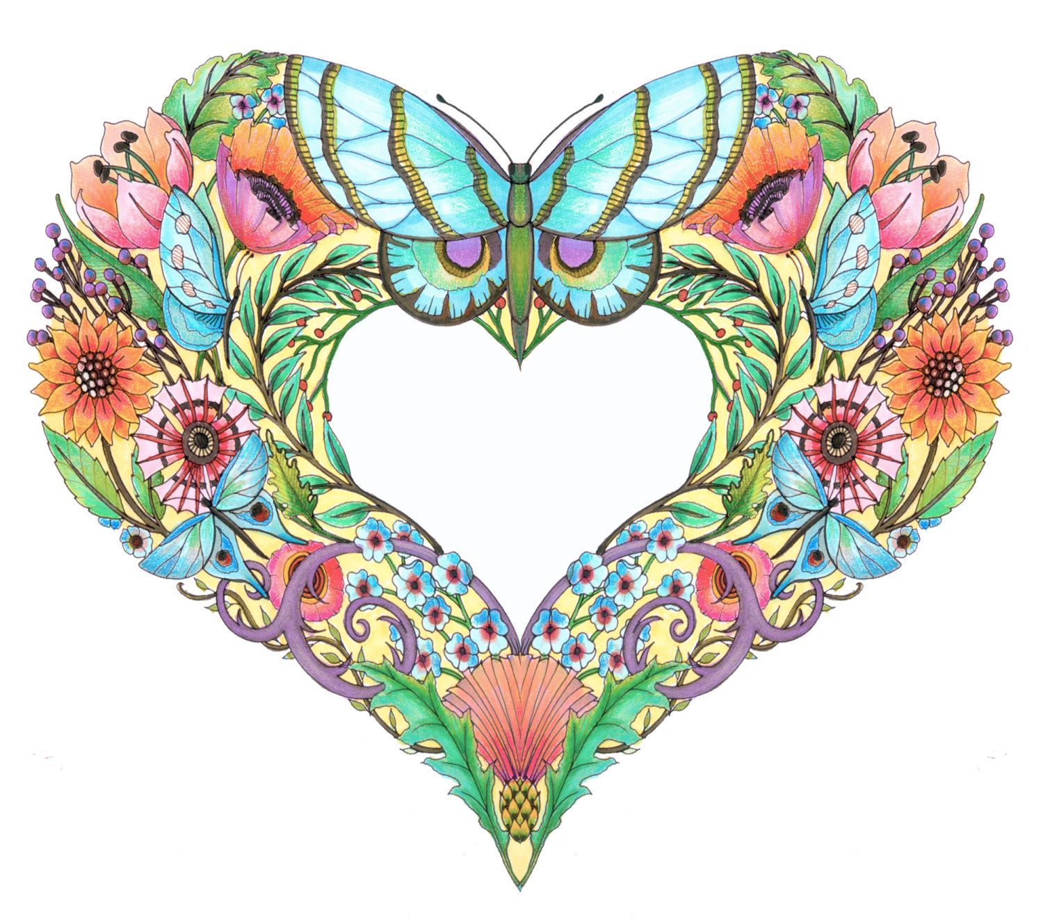 1500x1330 Open Hearts Coloring Pages For Adults Set Of 10 By Emerlyearts