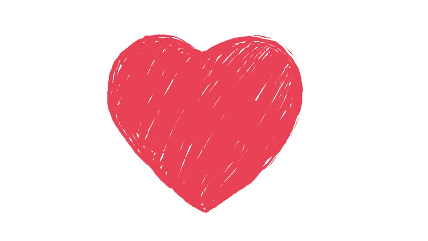 852x480 Hand Drawn Heart. Animation Loop Stock Footage Video 8781346