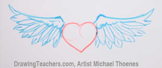 550x230 Heart With Wings Drawing