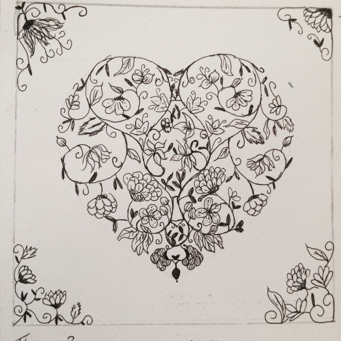 1136x1136 Fine Liner Heart From Flowers For A Level Art