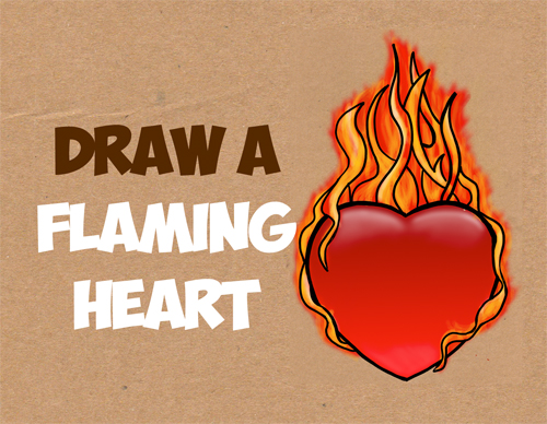500x388 How To Draw A Heart On Fire Archives
