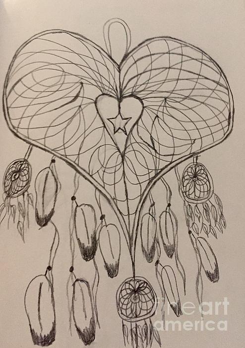 494x700 Heart Shaped Dreamcatcher Drawing By Shylee Charlton