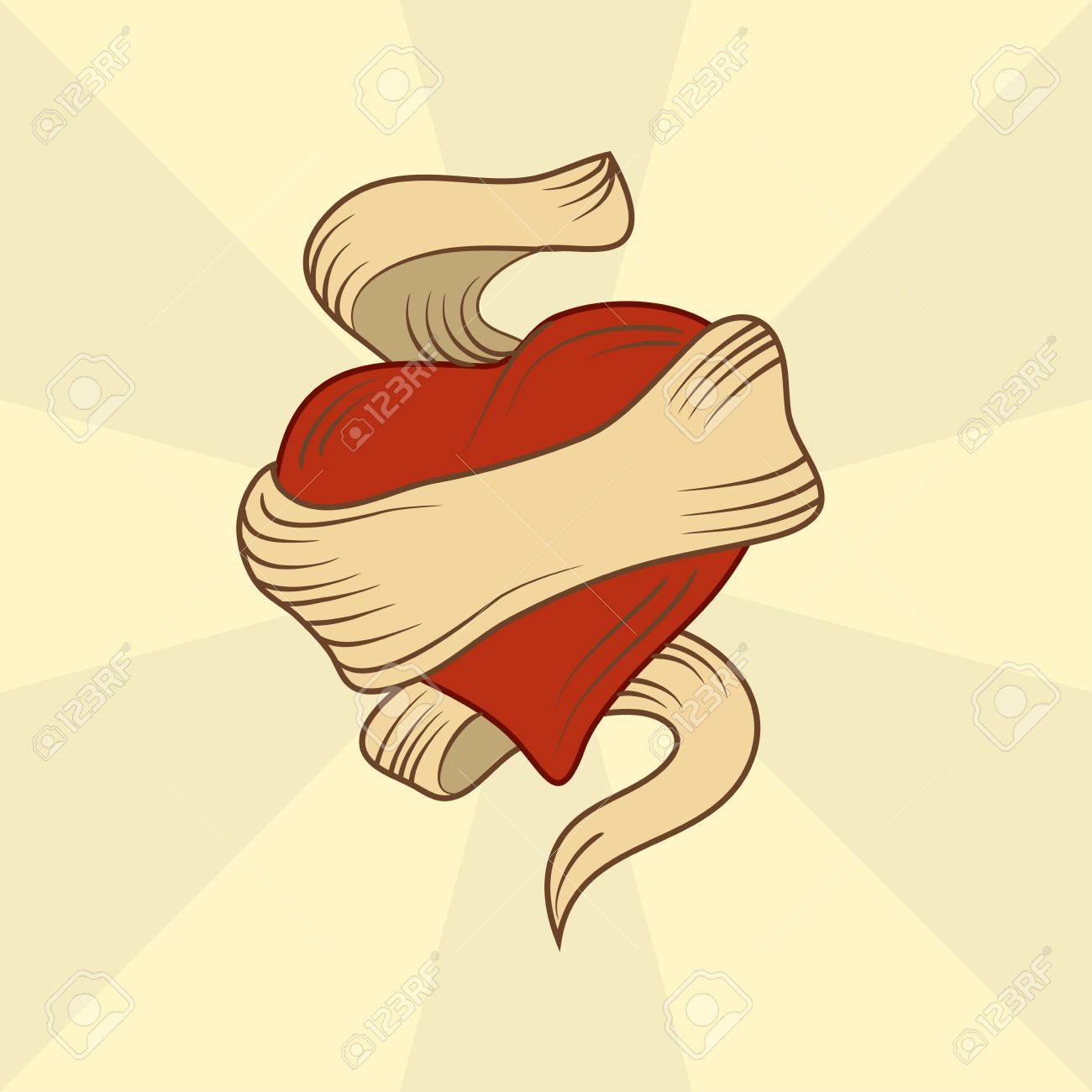 1300x1300 Hand Drawn Heart Tattoo Royalty Free Cliparts, Vectors, And Stock