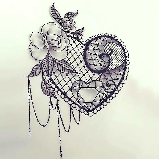 560x560 Sexy Lace Heart Tattoo Design Heart Tattoo Designs, Girly
