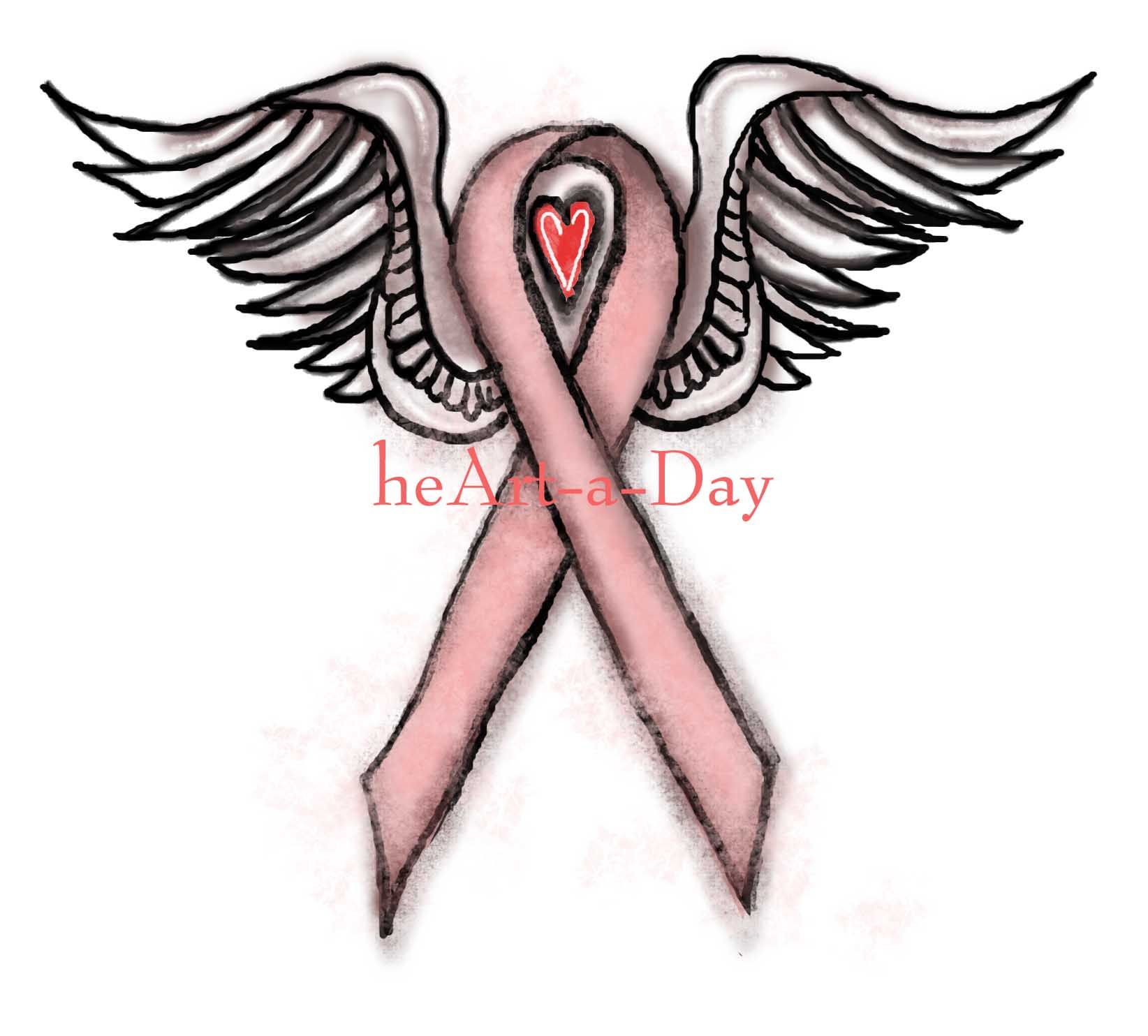 1644x1484 Image Detail For Heart 161 Pink Ribbon Angel Heart Drawing