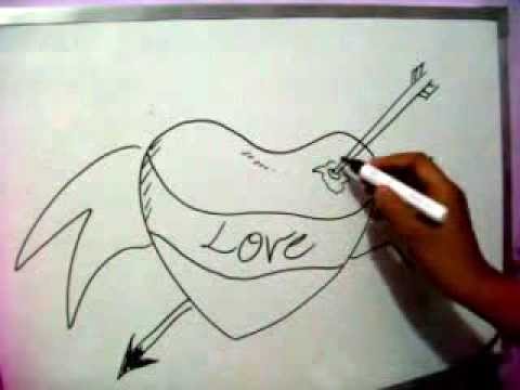 480x360 How To Sketch Love Heart Draw Arrow Through Lovers Heart