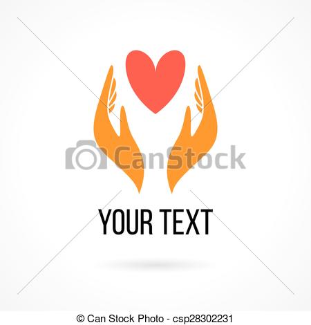 450x470 Logo With Hands And Hearts. Vector Logo With Two Hands Vectors