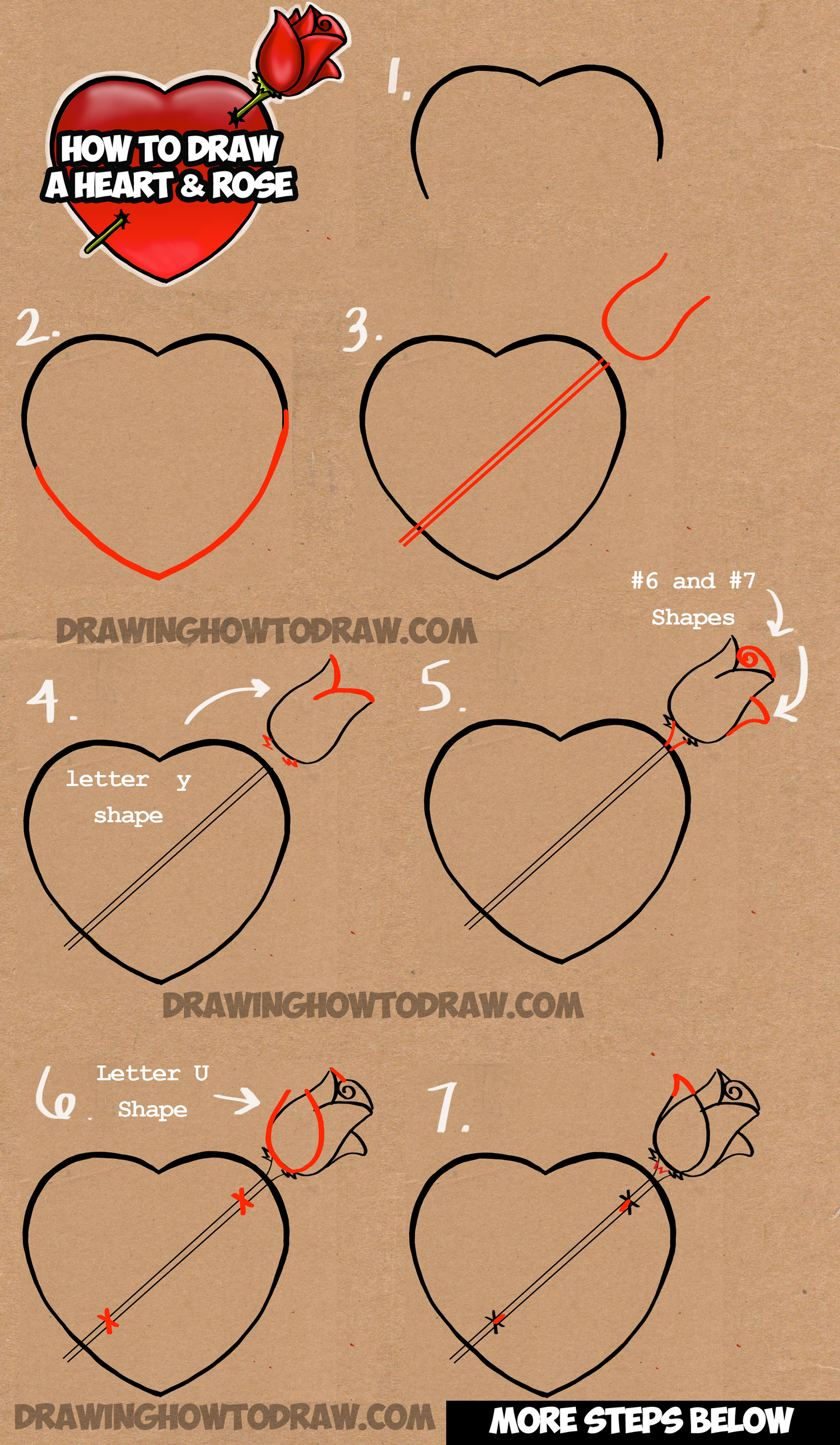 1500x2579 How To Draw A Heart With A Rose Piercing It Like An Arrow