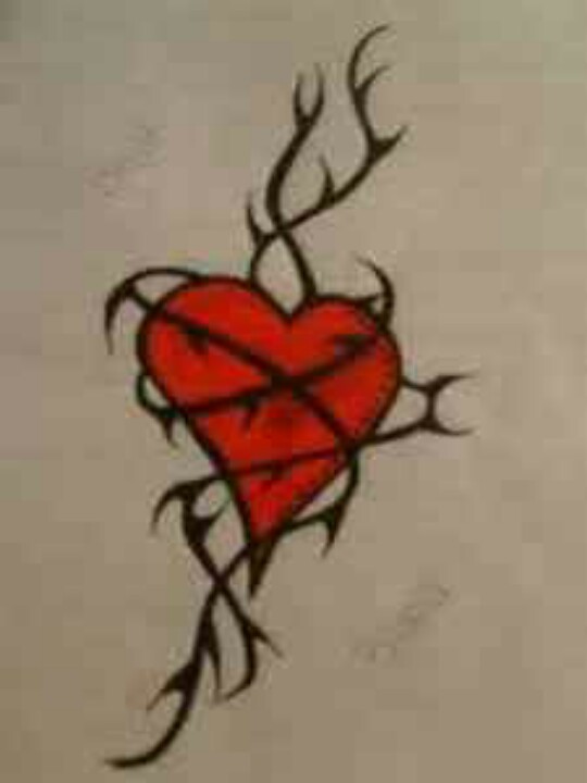 540x720 Heart Entwined In Rose Thorns Tattoo Art Thorn