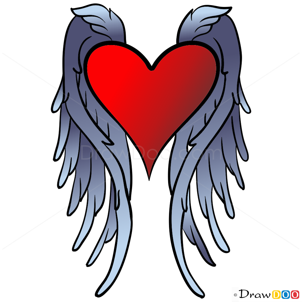 Heart With Wings Drawing at GetDrawings | Free download