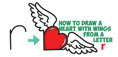 500x244 How To Draw Heart With Wings From Lowercase Letter R Shapes