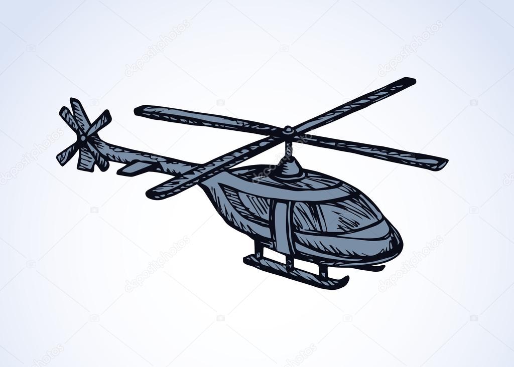 1024x732 Helicopter. Vector Drawing Stock Vector Marinka