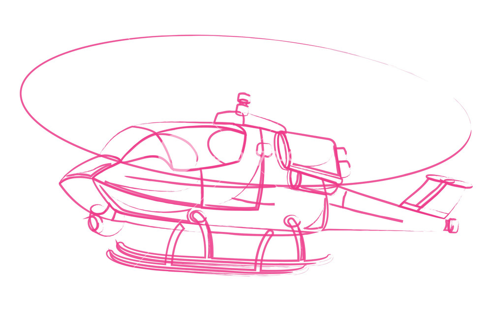 1000x633 Flying Helicopter Drawing Royalty Free Stock Image